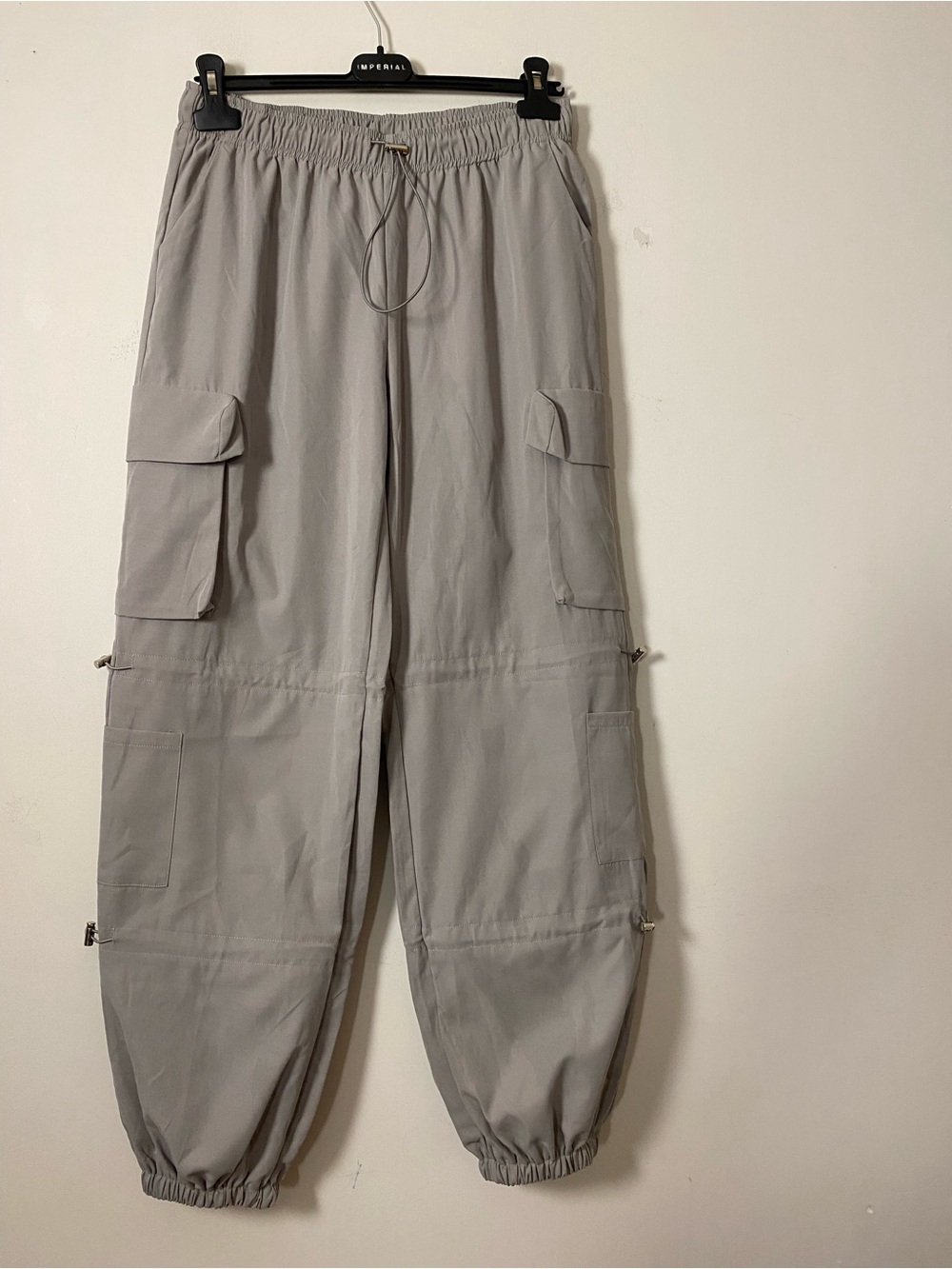 Light Gray Cargo Jogger Pants - Elastic Waist